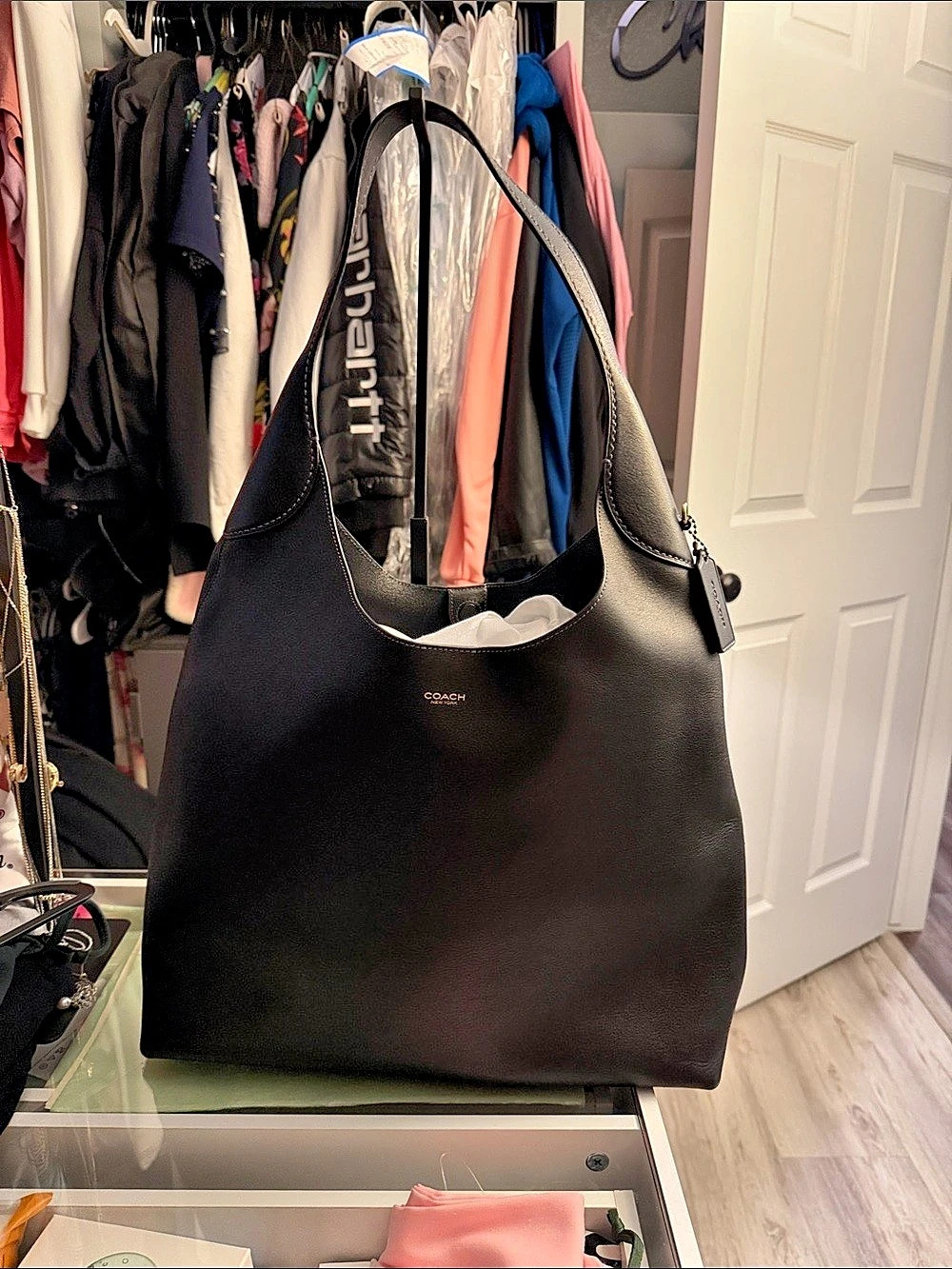 Coach Black Leather Hobo Bag